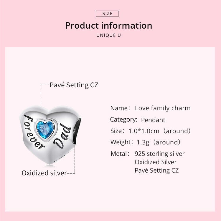 Forever Dad Heart Charm - The Silver Goose SA