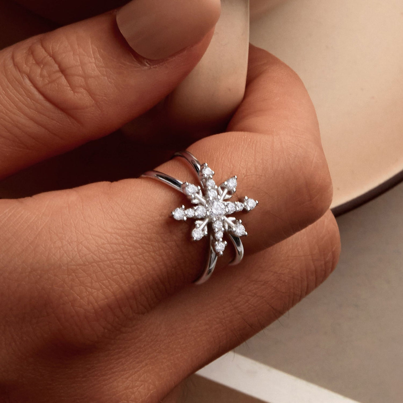 Geometric Snowflake Open Ring - The Silver Goose SA