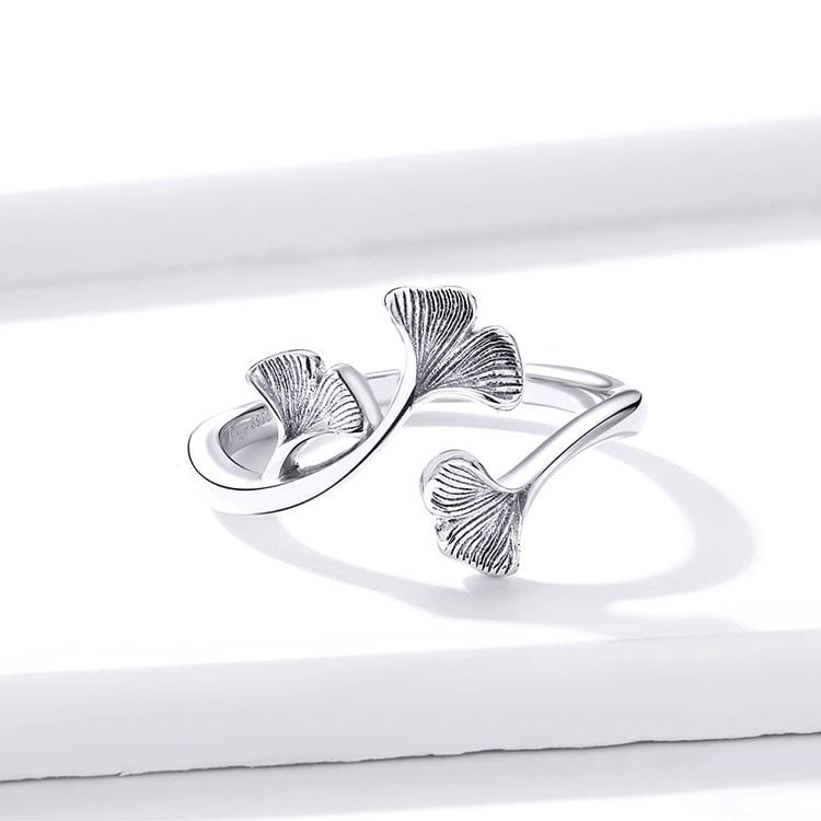 Ginko Leaf Open Ring - The Silver Goose SA