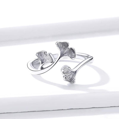 Ginko Leaf Open Ring - The Silver Goose SA