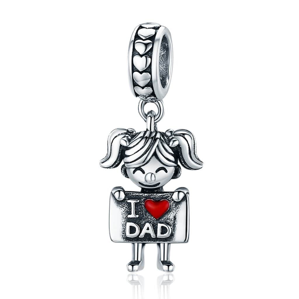 Girl I Love Dad Pendant Charm - The Silver Goose SA