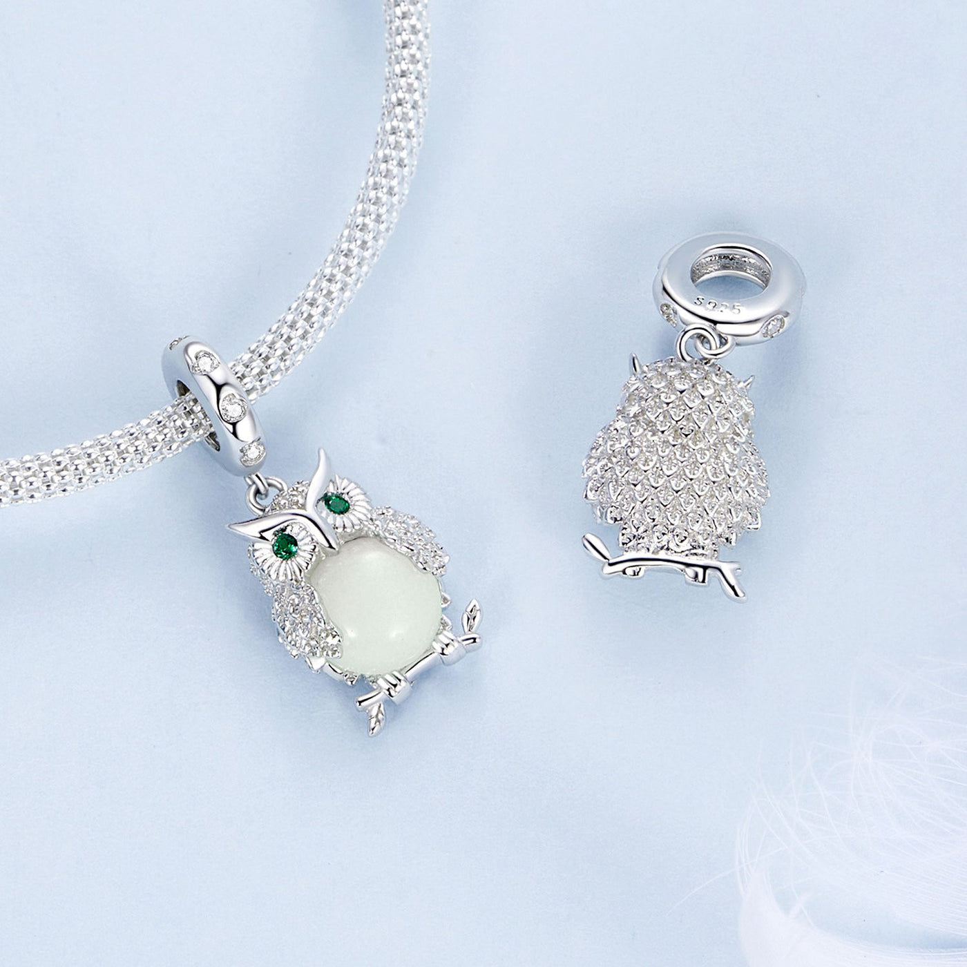 Glow in the Dark Owl Pendant Charm - The Silver Goose SA