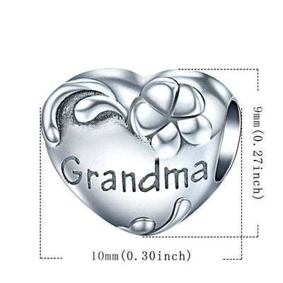 Grandma Heart Charm - The Silver Goose SA
