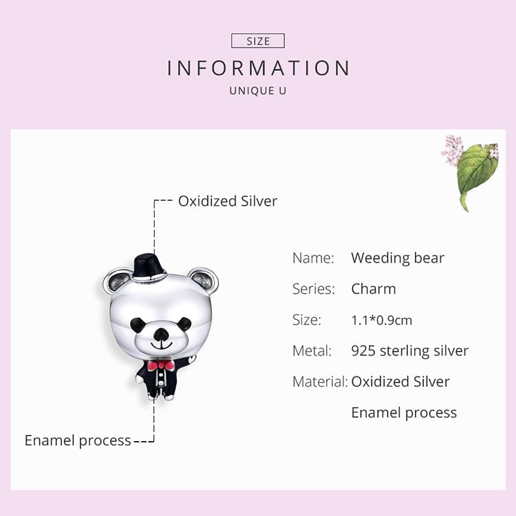 Groom Bear Charm - The Silver Goose SA