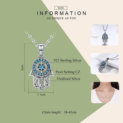 Hamsa Hand Pendant Necklace - The Silver Goose SA