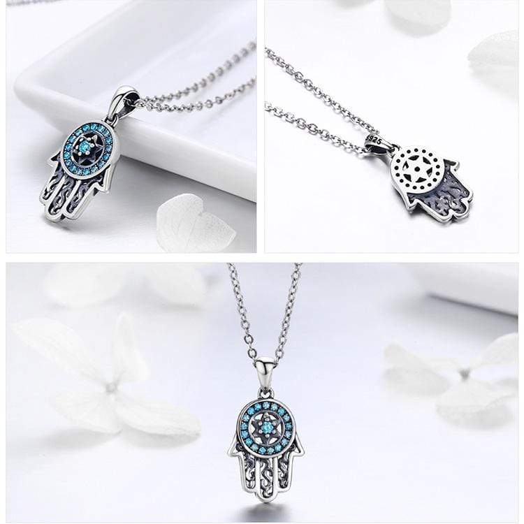 Hamsa Hand Pendant Necklace - The Silver Goose SA