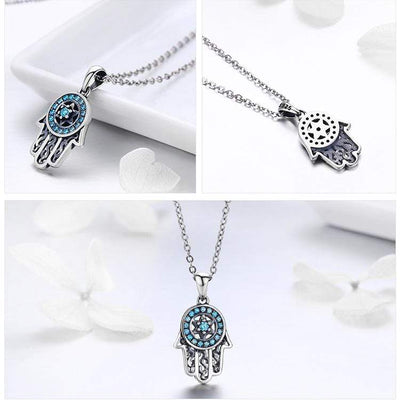 Hamsa Hand Pendant Necklace - The Silver Goose SA