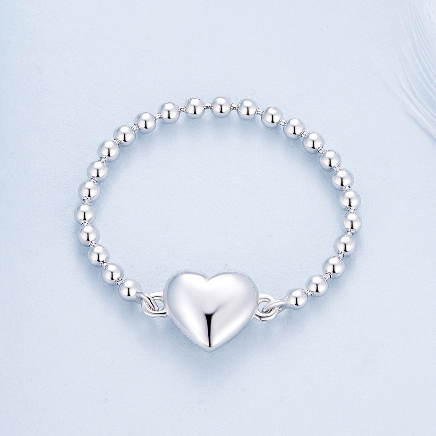 Heart Bead Chain Ring - The Silver Goose SA