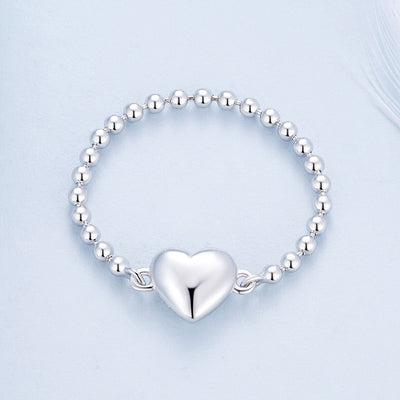 Heart Bead Chain Ring - The Silver Goose SA