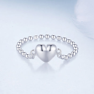 Heart Bead Chain Ring - The Silver Goose SA