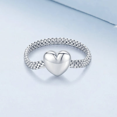 Heart Chain Ring - The Silver Goose SA