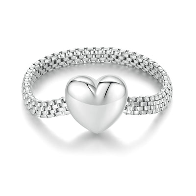 Heart Chain Ring - The Silver Goose SA