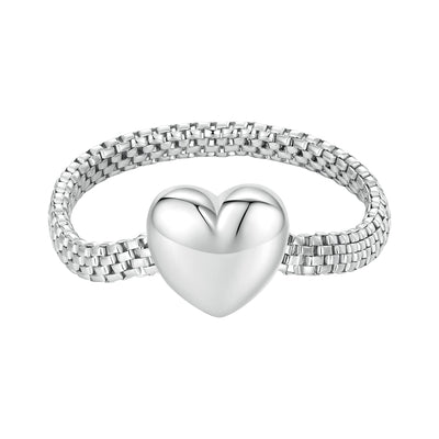 Heart Chain Ring - The Silver Goose SA