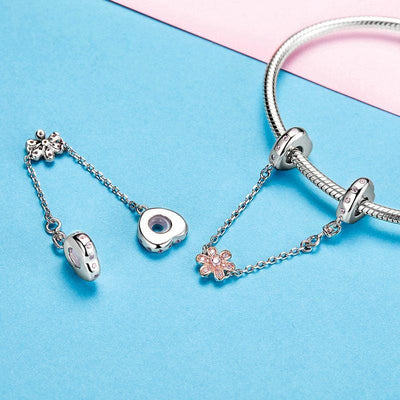 Heart & Flower Safety Chain - The Silver Goose SA