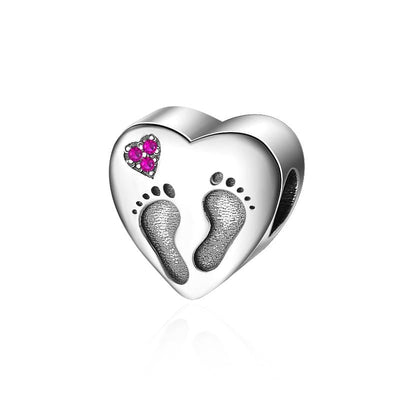Heart Footprint Charm - The Silver Goose SA