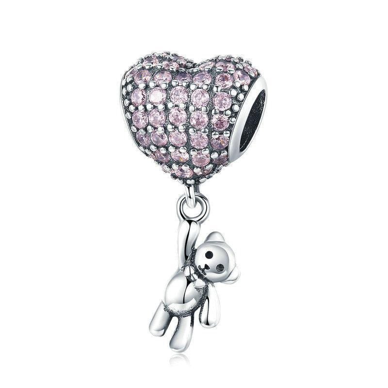 Heart Hanging Bear Charm - The Silver Goose SA