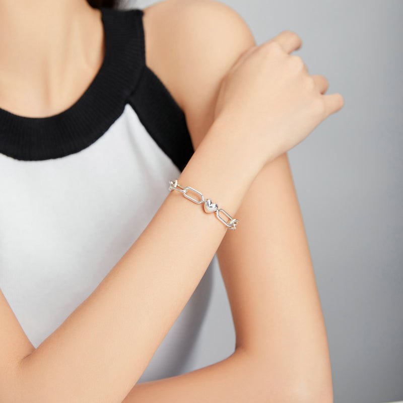 Heart Paperclip Bracelet - The Silver Goose SA