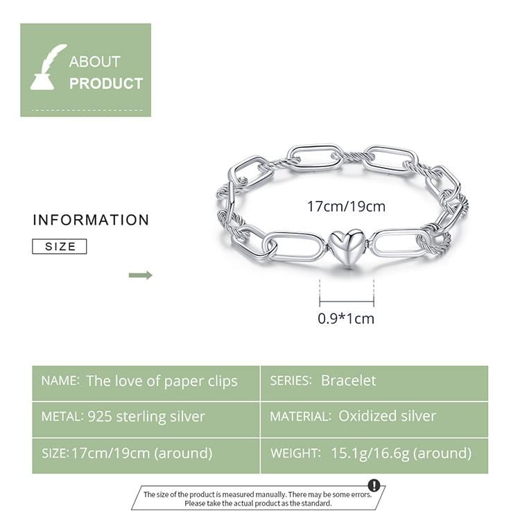 Heart Paperclip Bracelet - The Silver Goose SA