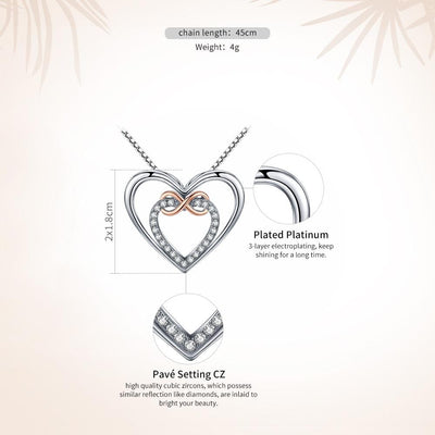 Infinity Double Heart Pendant Necklace - The Silver Goose SA