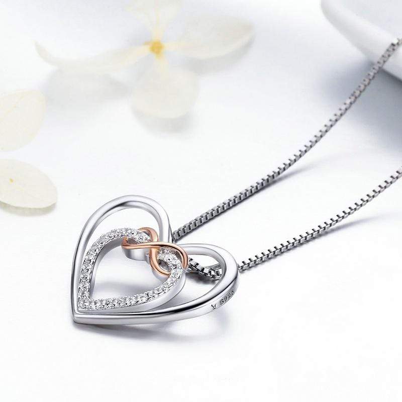 Infinity Double Heart Pendant Necklace - The Silver Goose SA
