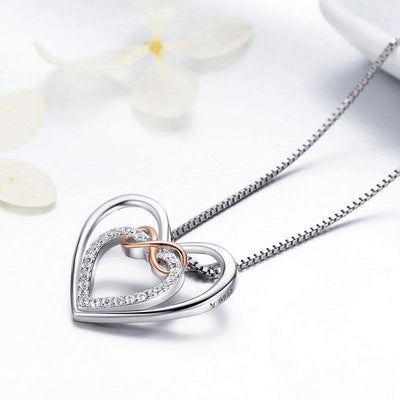 Infinity Double Heart Pendant Necklace - The Silver Goose SA