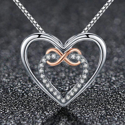 Infinity Double Heart Pendant Necklace - The Silver Goose SA