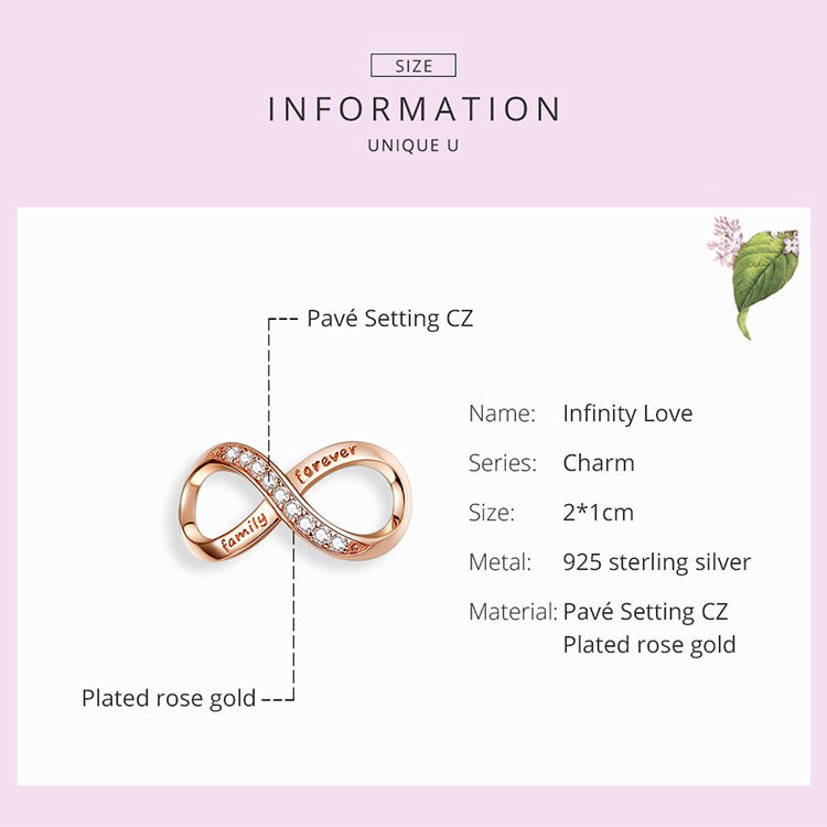 Infinity Rose Gold Charm - The Silver Goose SA