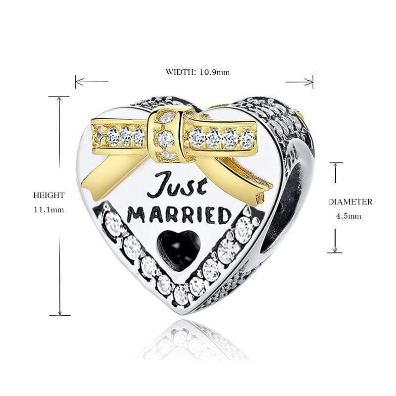 Just Married Heart Charm - The Silver Goose SA