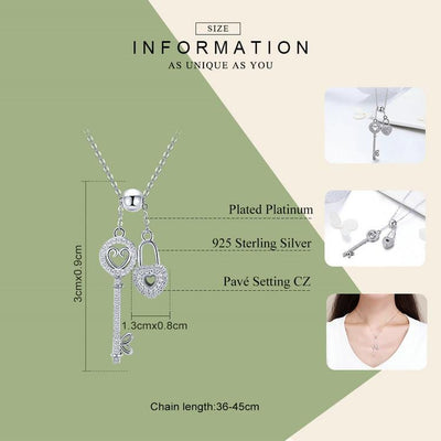 Key of Heart Pendant Necklace - The Silver Goose SA