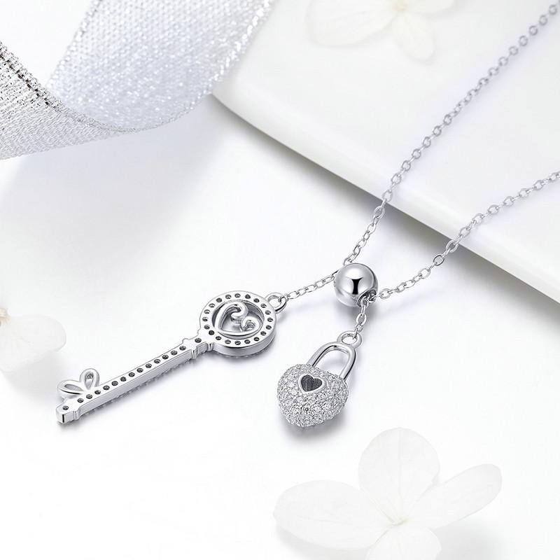 Key of Heart Pendant Necklace - The Silver Goose SA