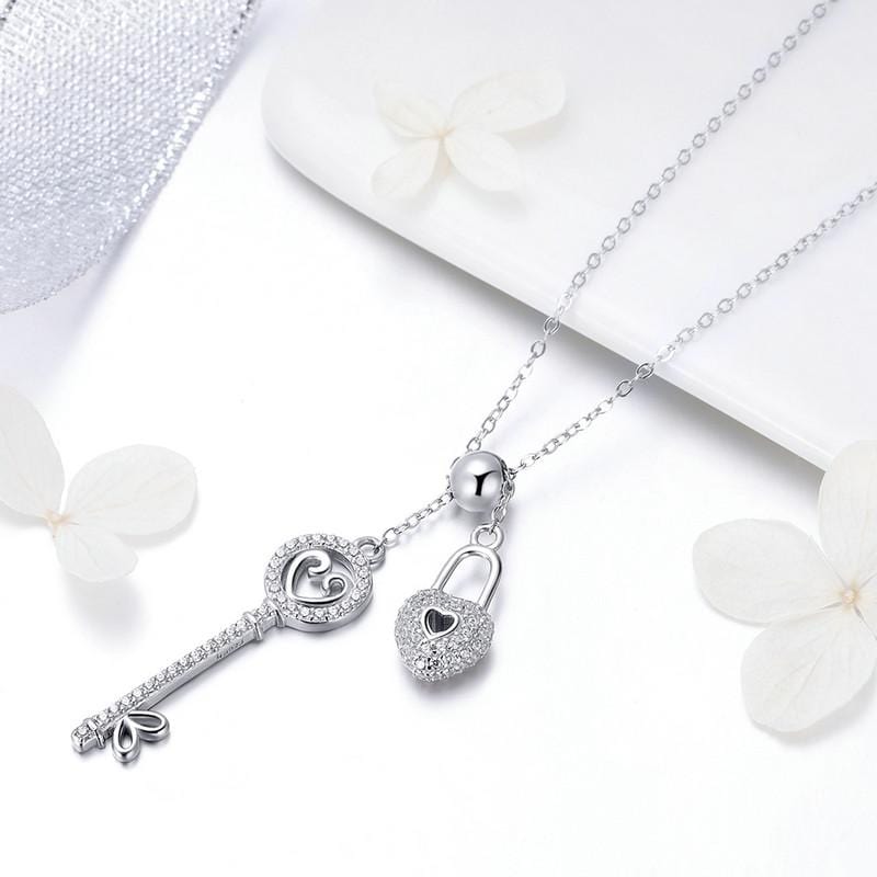 Key of Heart Pendant Necklace - The Silver Goose SA