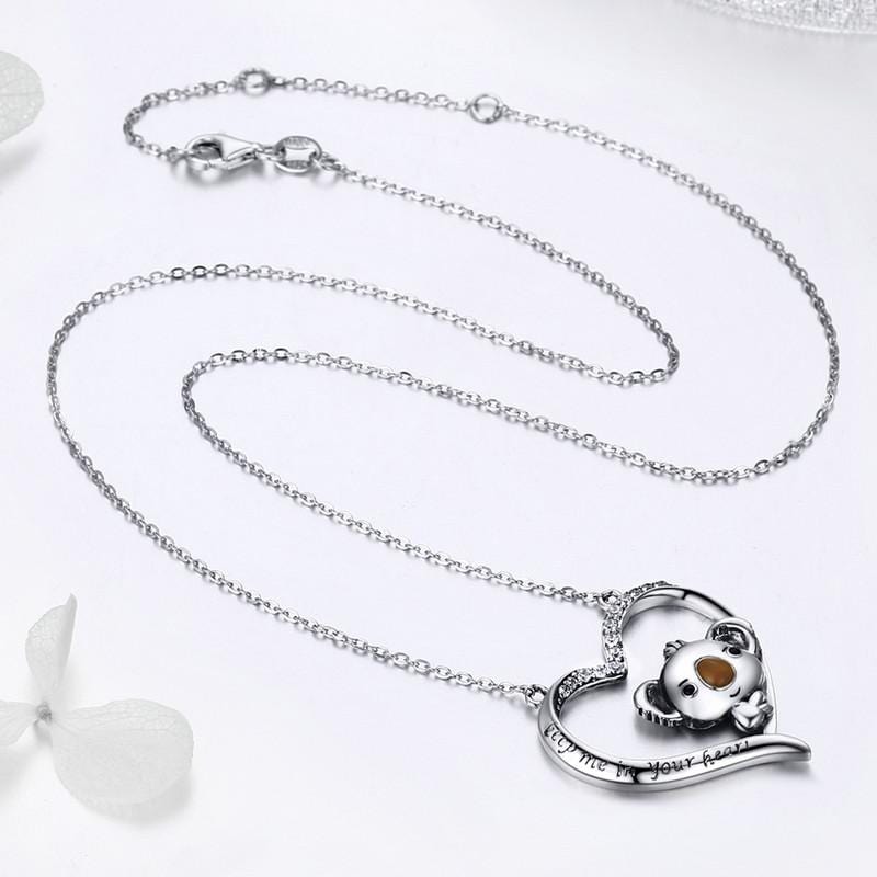 Koala in Heart Pendant Necklace - The Silver Goose SA