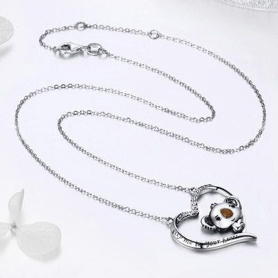 Koala in Heart Pendant Necklace - The Silver Goose SA