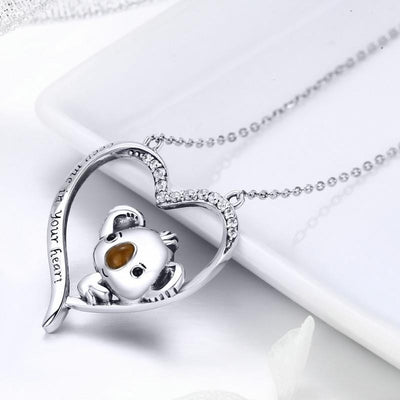 Koala in Heart Pendant Necklace - The Silver Goose SA