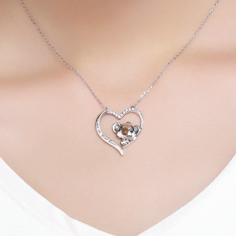 Koala in Heart Pendant Necklace - The Silver Goose SA