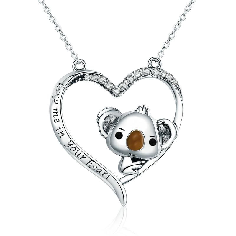 Koala in Heart Pendant Necklace - The Silver Goose SA