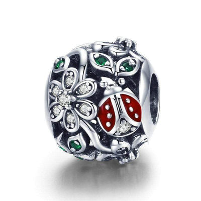Ladybug Flower Charm - The Silver Goose SA