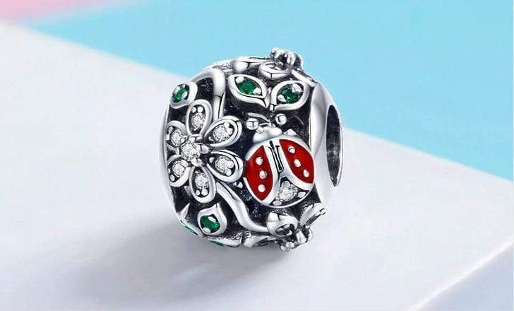 Ladybug Flower Charm - The Silver Goose SA