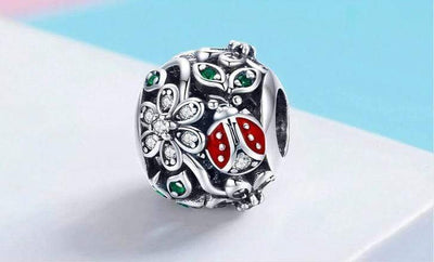 Ladybug Flower Charm - The Silver Goose SA