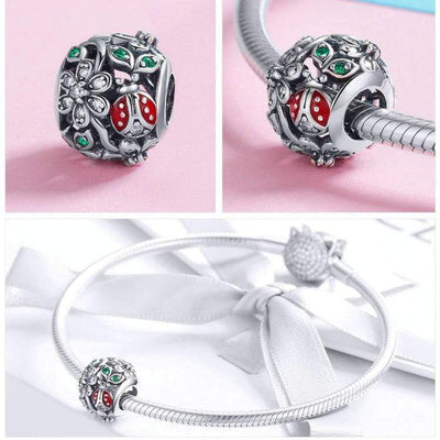 Ladybug Flower Charm - The Silver Goose SA