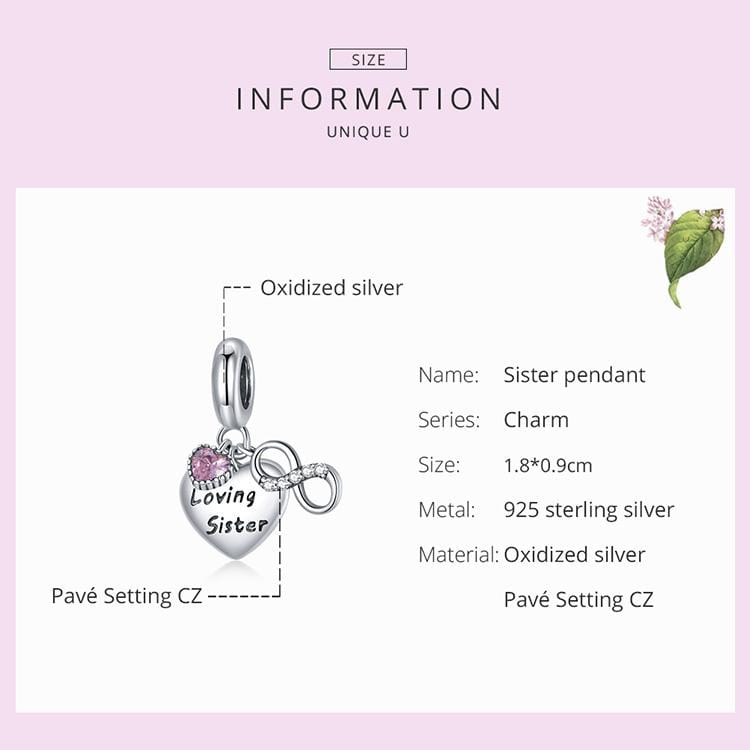 Loving Sister Pendant Charm - The Silver Goose SA