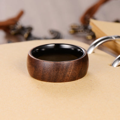 Men's Black Walnut Tungsten Ring Men's Ring Ouyuan Jewelry 