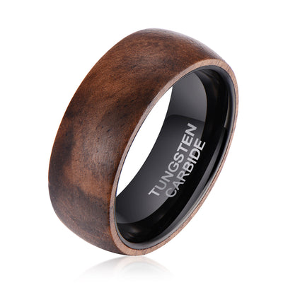 Men's Black Walnut Tungsten Ring Men's Ring Ouyuan Jewelry 