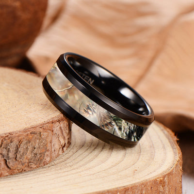 Men's Grey Camouflage Black Tungsten Ring Men's Ring Ouyuan Jewelry 