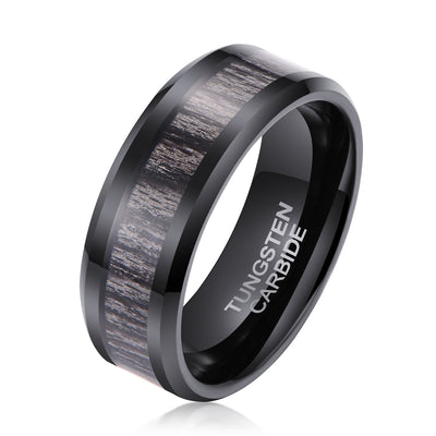 Men's Grey Wood Black Tungsten Ring Men's Ring Ouyuan Jewelry 