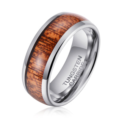 Men's Sand Grain Wood Silver Tungsten Ring Men's Ring Ouyuan Jewelry 