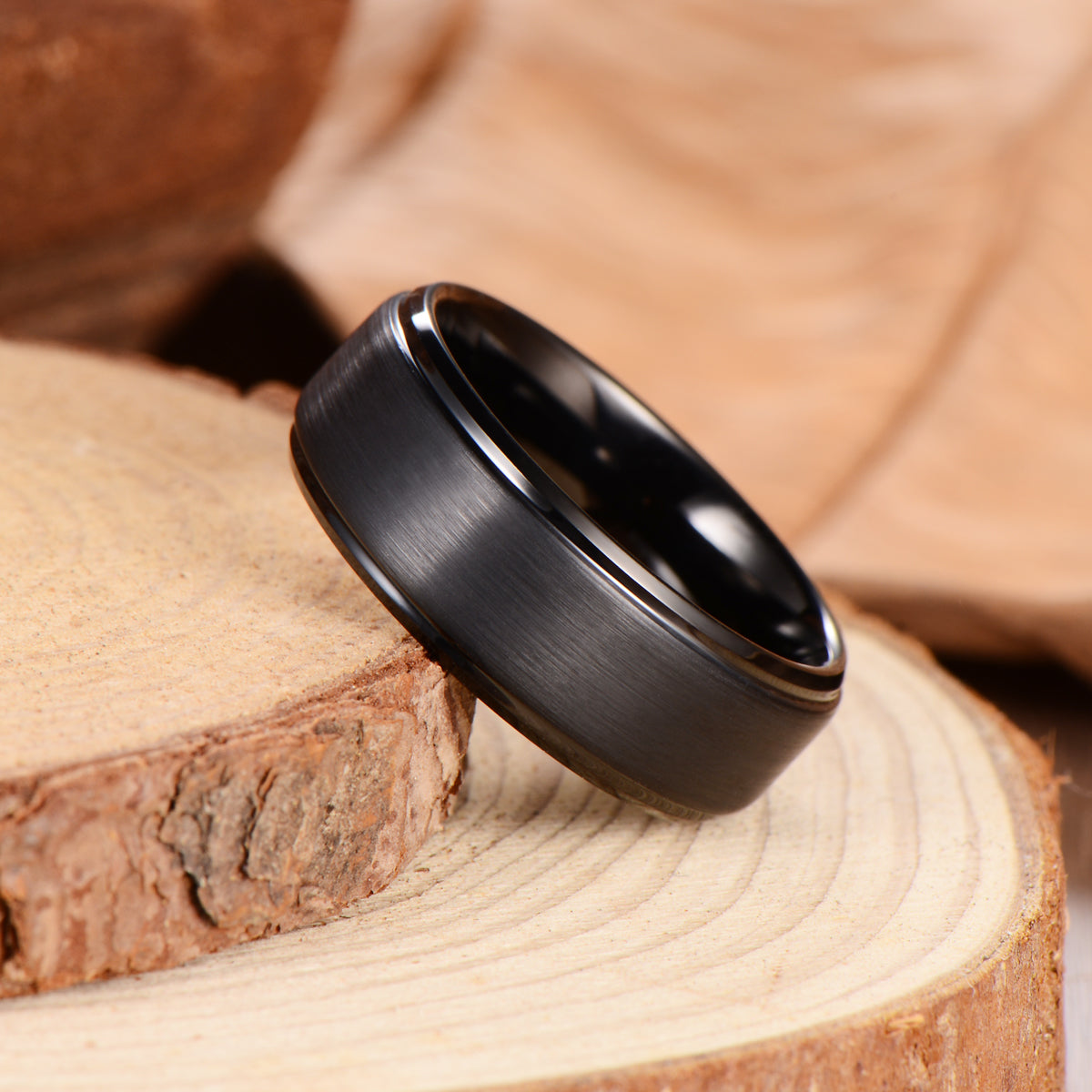 Men's Step Brushed Black Tungsten Ring Men's Ring Ouyuan Jewelry 