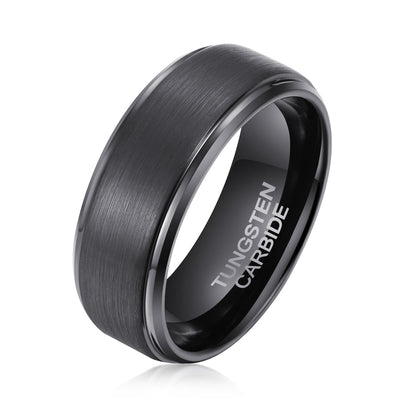 Men's Step Brushed Black Tungsten Ring Men's Ring Ouyuan Jewelry 