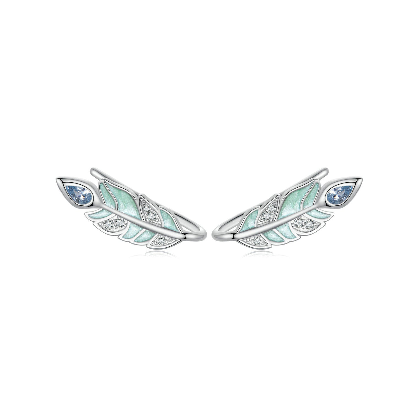 Mint Feather Earrings - The Silver Goose SA