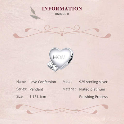 Mom Heart with Baby Charm - The Silver Goose SA